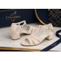 Sandale dama crem, din piele naturala toc 5cm - NAA55CREM